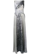 Talbot Runhof Metallic Panelled Long Dress
