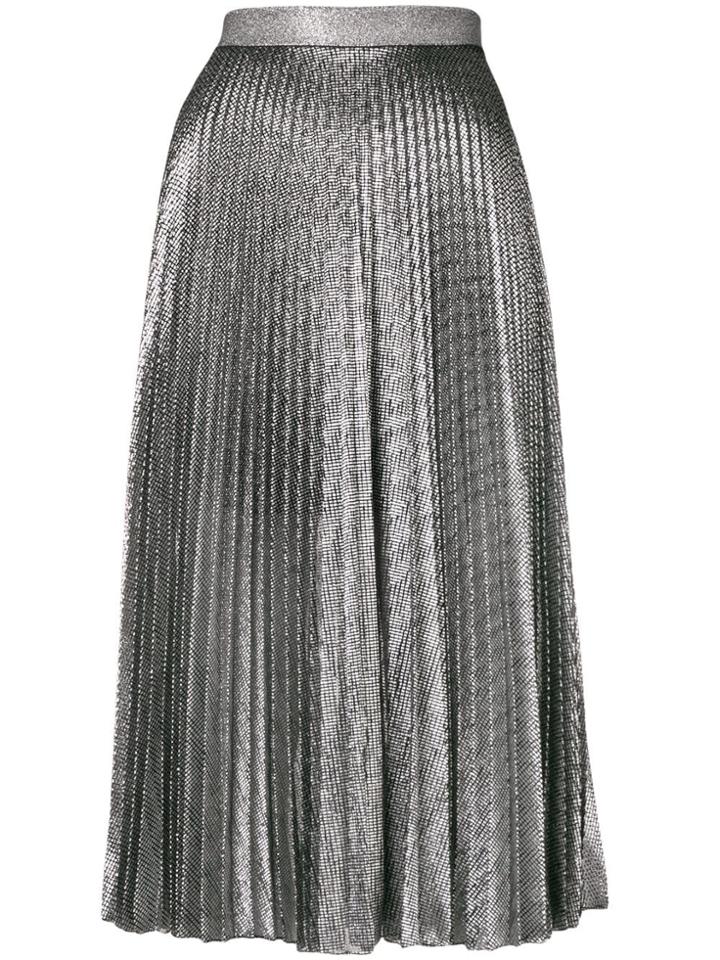 Christopher Kane Pleated Lamé Mesh Skirt - Black