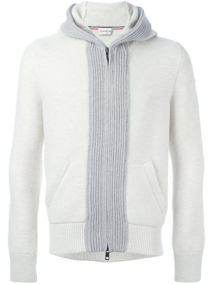 Moncler Ribbed Trim Hoodie, Men's, Size: Large, Nude/neutrals, Virgin Wool