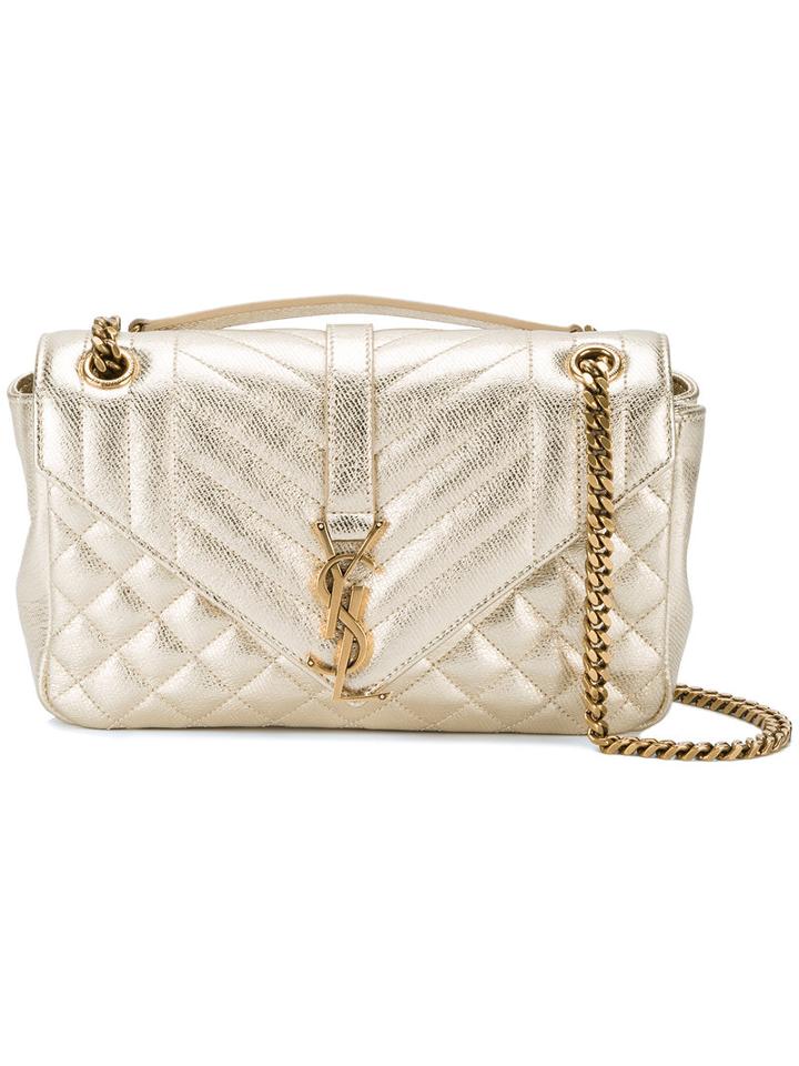 Saint Laurent Medium Monogram College Bag, Women's, Grey, Leather/metal