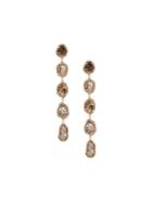 Saqqara Long Sliced Diamond Drop Earrings - Metallic
