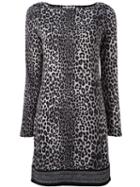 Michael Michael Kors Leopard Print Fitted Dress, Women's, Size: Medium, Black, Polyester/spandex/elastane