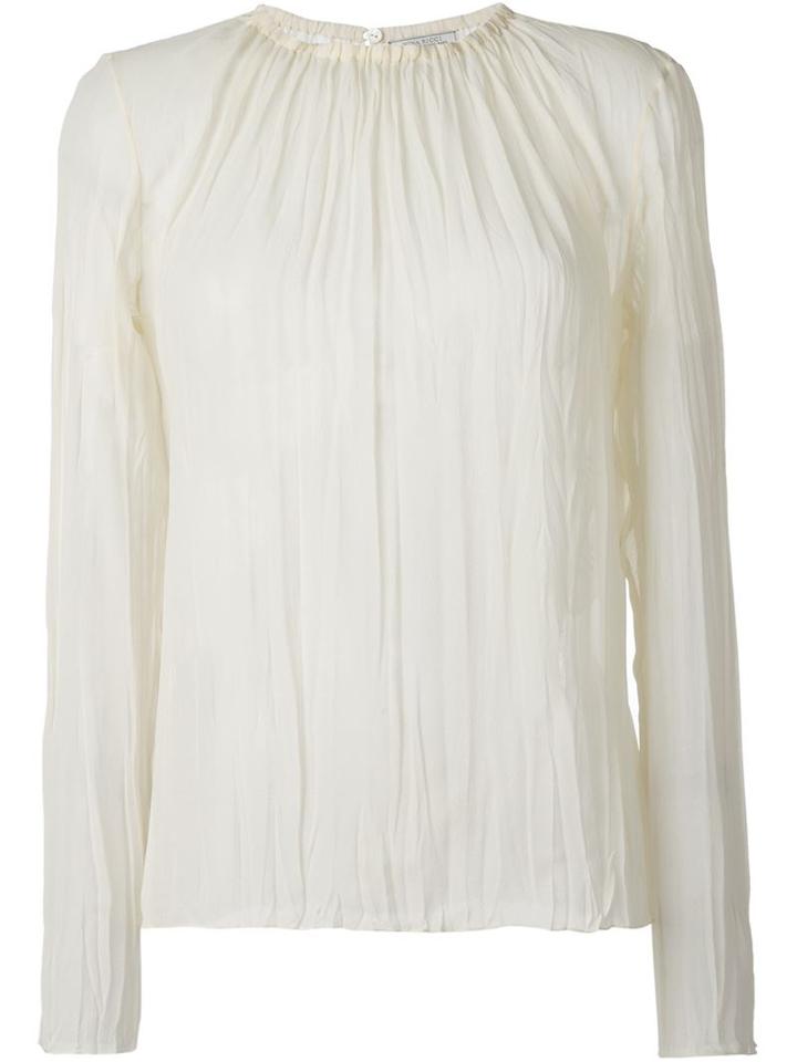 Nina Ricci Pleated Long Sleeve Blouse