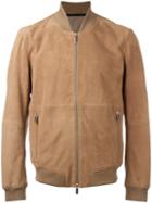 Boss Hugo Boss Front Pocket Bomber Jacket, Men's, Size: 48, Brown, Goat Skin/polyester/cotton/spandex/elastane