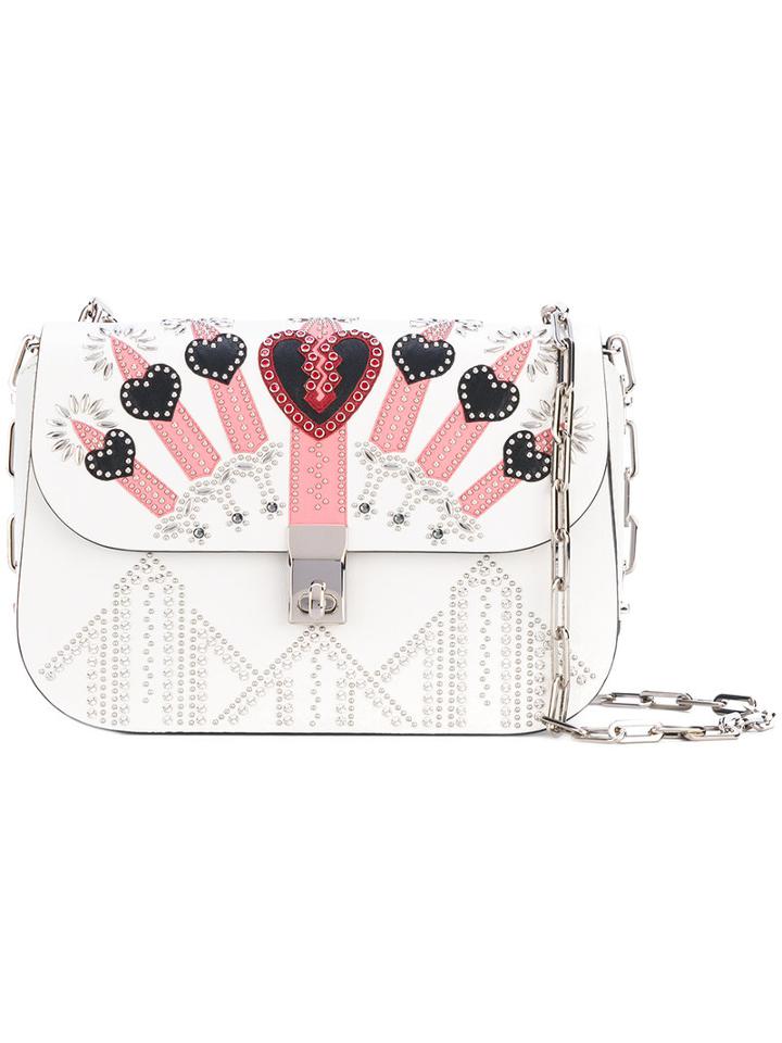Valentino - Valentino Garavani All Over Chain Love Blade Shoulder Bag - Women - Calf Leather - One Size, White, Calf Leather