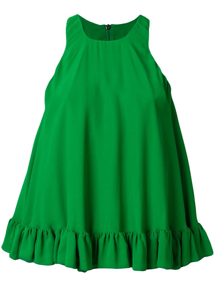 Msgm Flared Racer-back Top - Green