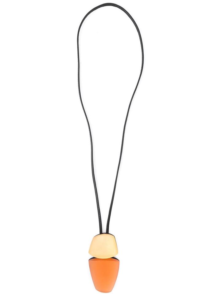 Monies Oversized Pendant Necklace, Women's, Yellow/orange, Polyester/wood