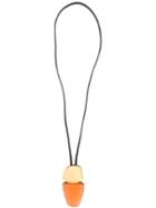 Monies Oversized Pendant Necklace, Women's, Yellow/orange, Polyester/wood