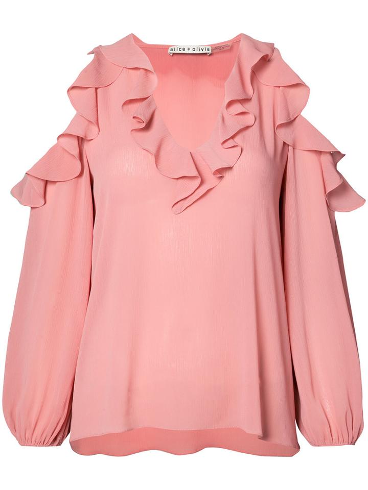 Alice+olivia Cold Shoulder Blouse, Women's, Size: Large, Pink/purple, Polyester