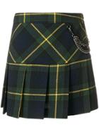 Boutique Moschino Plaid Pleated Skirt - Green