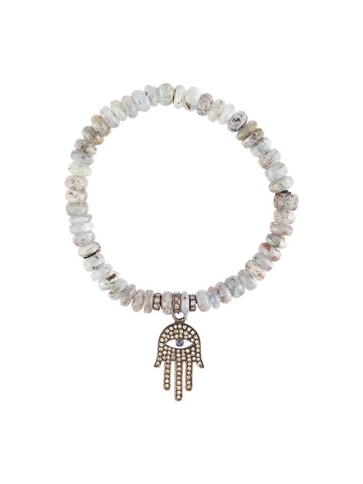 Loree Rodkin Beaded Diamond Charm Bracelet, Women's, Sapphire, Sterling Silver/sapphire/labradorite/grey Diamond