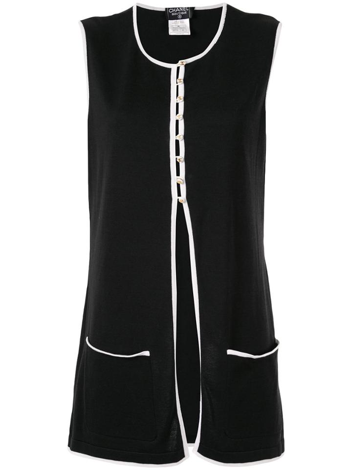 Chanel Pre-owned 1996 Cc Button Cardigan - Black
