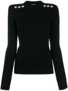 Balmain Buttoned Knitted Jumper - Black