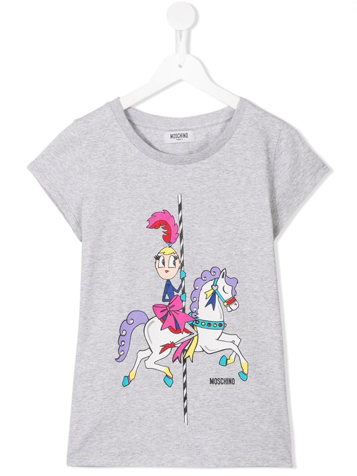 Moschino Kids Carousel Print T-shirt - Grey