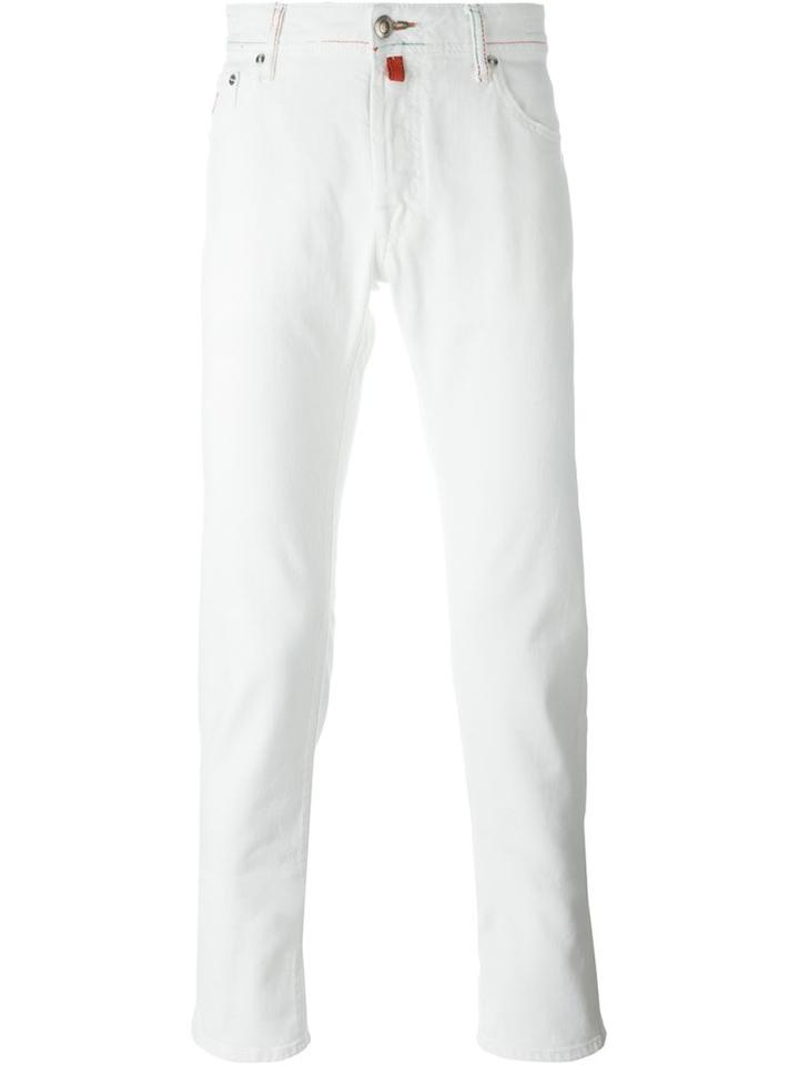 Jacob Cohen Straight Leg Jeans, Men's, Size: 38, White, Cotton/spandex/elastane