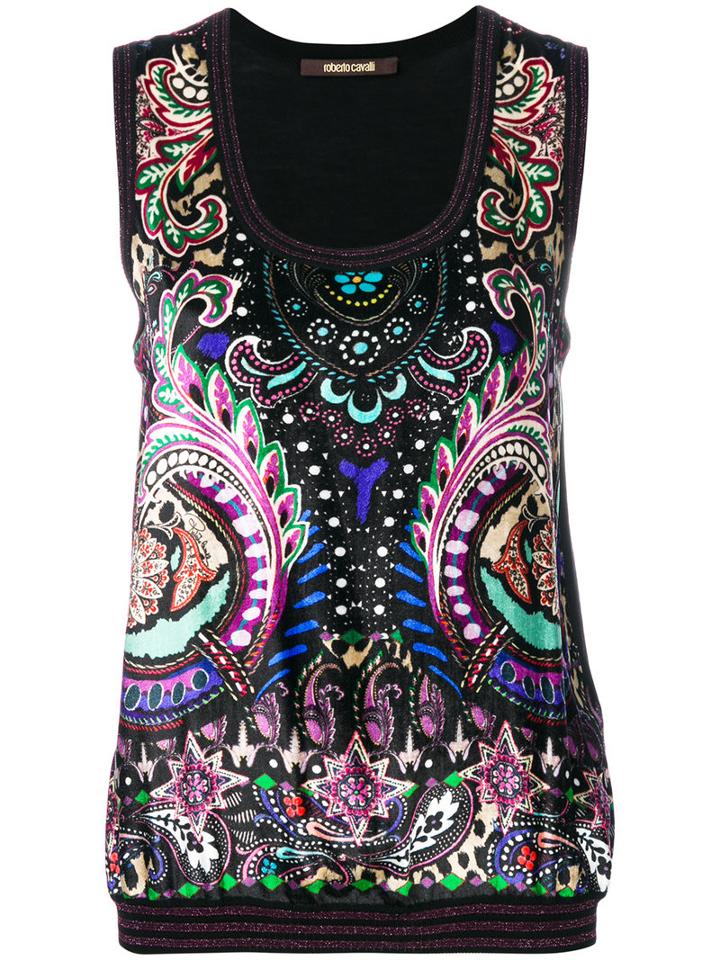Roberto Cavalli - Knit Paisley Top - Women - Silk/polyester/viscose/virgin Wool - 42, Black, Silk/polyester/viscose/virgin Wool