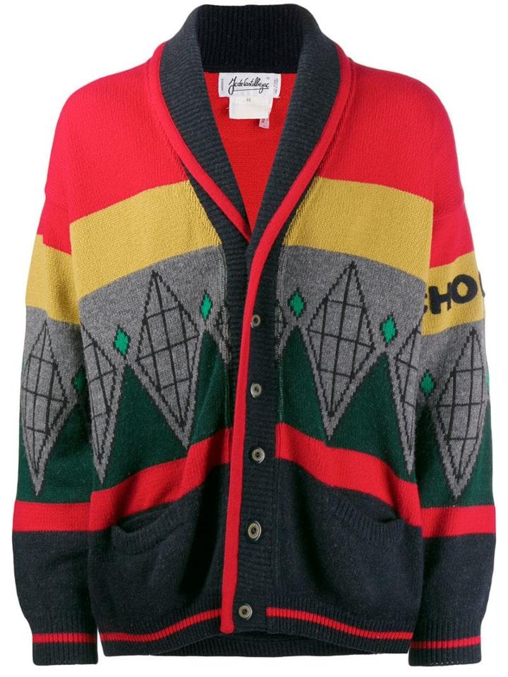 Jc De Castelbajac Pre-owned Colourblock Chunky Cardigan - Blue