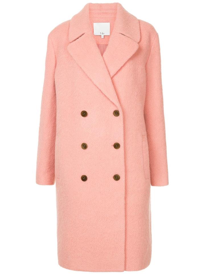 Tibi Luxe Double Breasted Coat - Pink & Purple