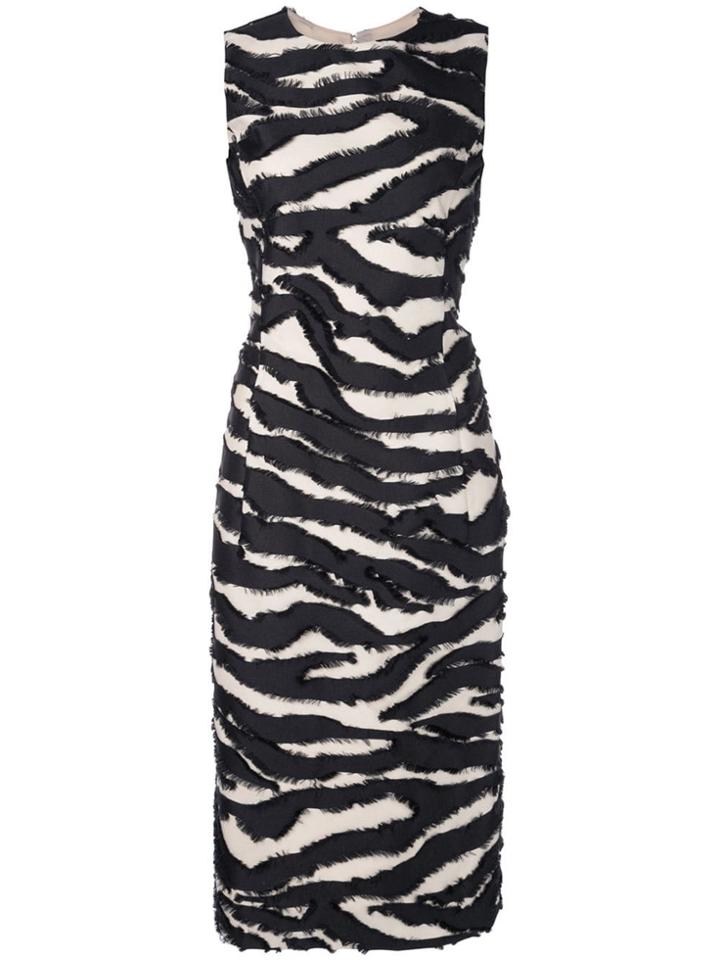 Oscar De La Renta Straight-cut Dress With Faux-fur Detailing - Black