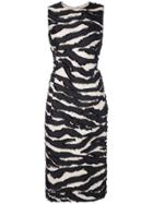 Oscar De La Renta Straight-cut Dress With Faux-fur Detailing - Black