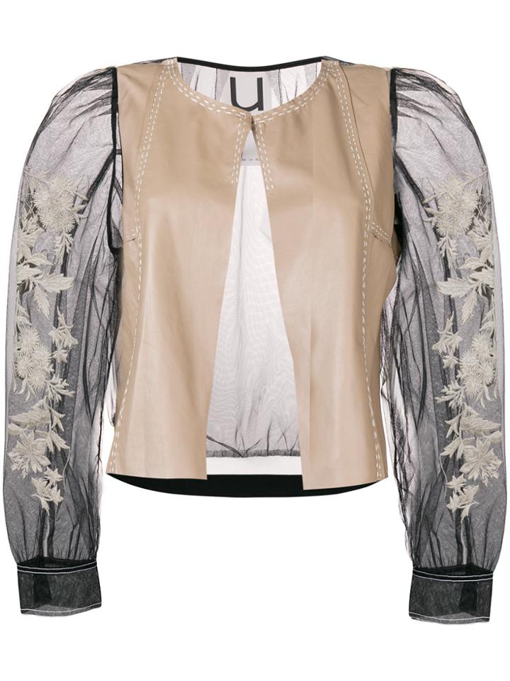 Aviù Embroidered Sheer Sleeves Jacket - Nude & Neutrals