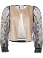 Aviù Embroidered Sheer Sleeves Jacket - Nude & Neutrals