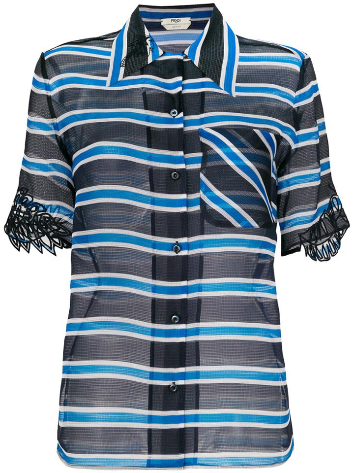 Fendi Striped Sheer Blouse - Blue