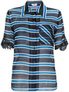 Fendi Striped Sheer Blouse - Blue