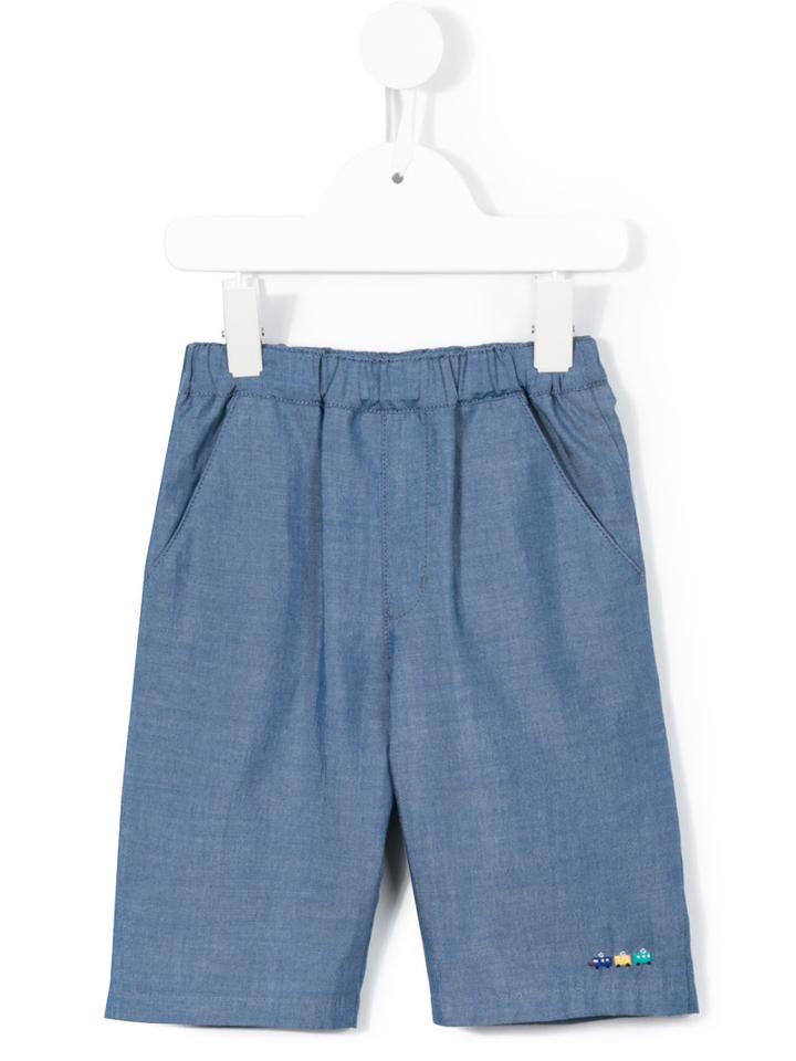 Familiar - Cars Embroidery Shorts - Kids - Cotton/lyocell - 7 Yrs, Blue