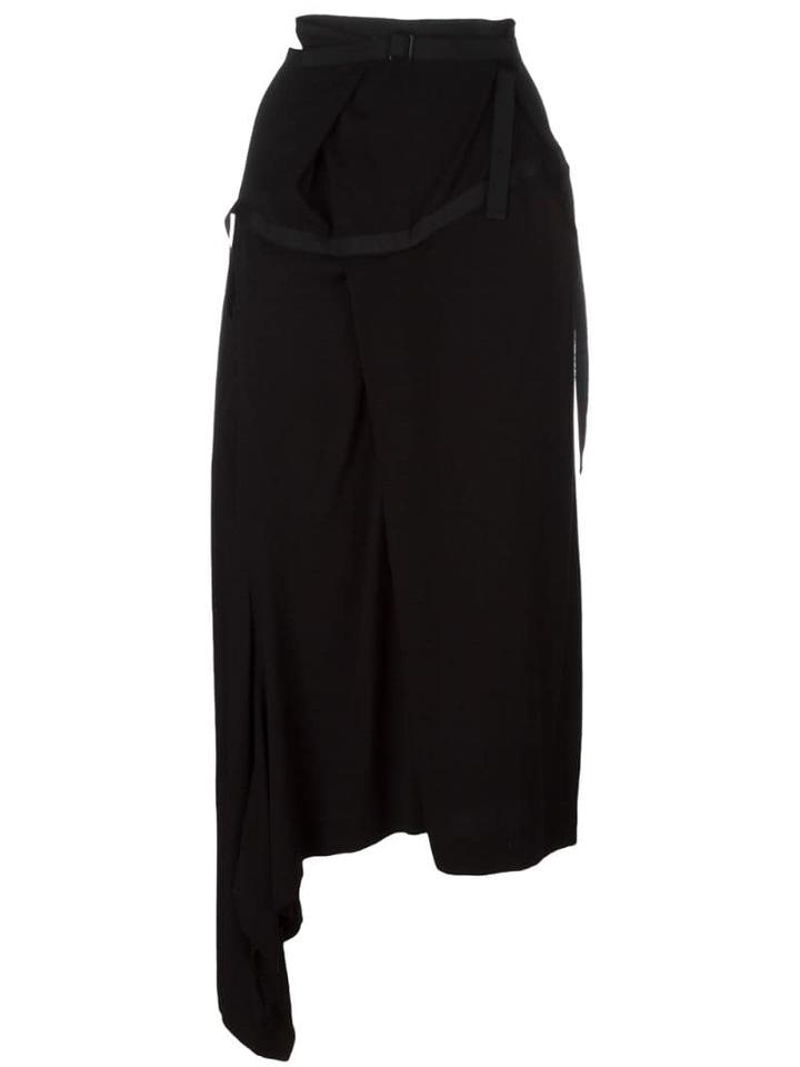 Yohji Yamamoto Pre-owned Asymmetric Grosgrain Trim Skirt - Black