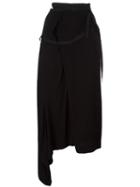 Yohji Yamamoto Pre-owned Asymmetric Grosgrain Trim Skirt - Black