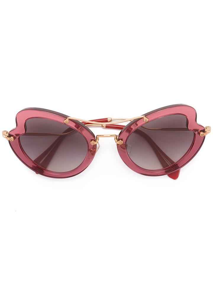 Miu Miu Eyewear - Wavy Shaped Sunglasses - Women - Acetate - One Size, Women's, Pink/purple, Acetate