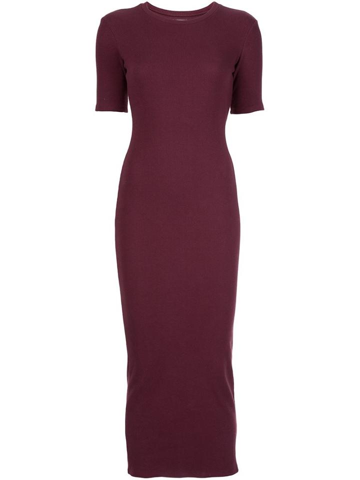 Simon Miller Ribbed Fitted Jersey Dress, Women's, Size: 2, Red, Cotton/spandex/elastane