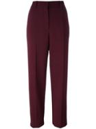 Nina Ricci Creased Straight Trousers, Women's, Size: 40, Red, Wool/polyamide/silk