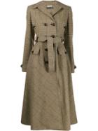 Miu Miu Check Tie-waist Coat - Green