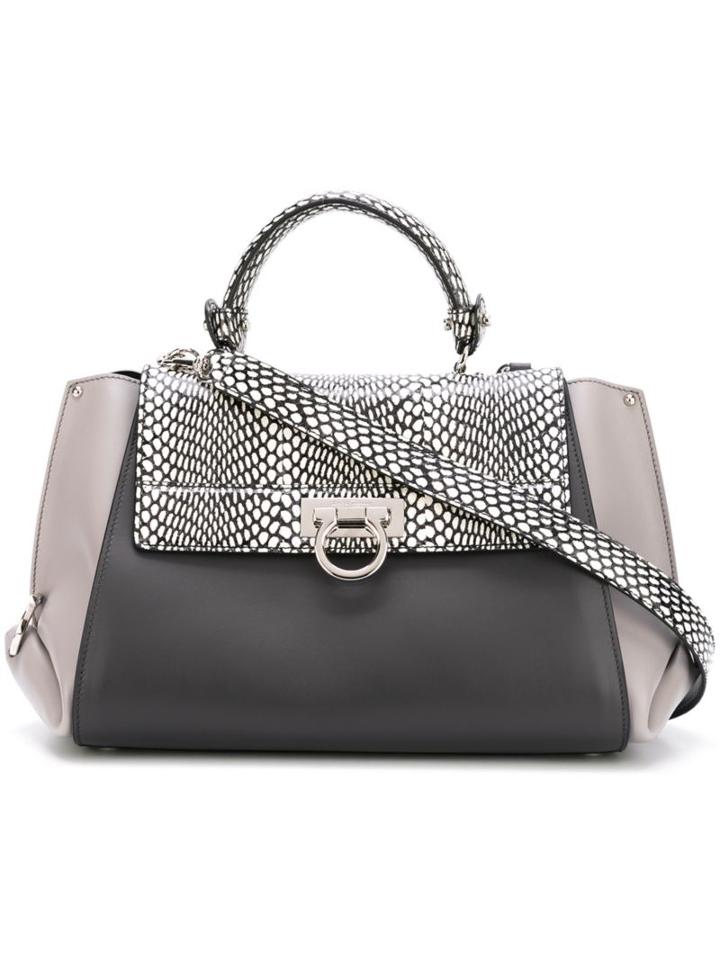 Salvatore Ferragamo 'sofia' Tote, Women's, Grey, Leather/calf Leather