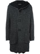 Transit 'futra' Hooded Coat, Men's, Size: Medium, Grey, Cotton/wool/linen/flax/leather
