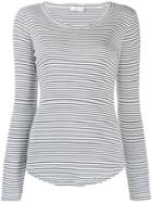 Closed Striped Fine Knit Sweater - White