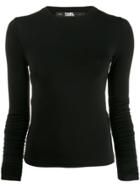 Karl Lagerfeld Logo-stripe Long-sleeved Top - Black