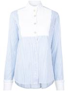Macgraw - High Neck Striped Shirt - Women - Cotton - 10, Blue, Cotton