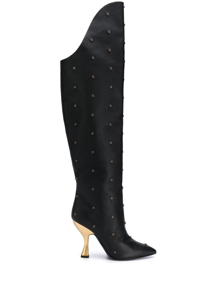 Moschino Pointed Knee-length Boots - Black