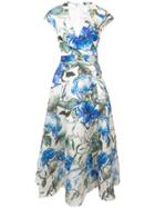 Carolina Herrera Floral Flared Mid Dress - Blue