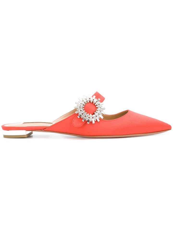 Aquazzura Crystal Blossom Mules - Yellow & Orange