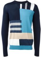 Salvatore Ferragamo Patterned Stripe Jumper, Men's, Size: Xl, Blue, Virgin Wool