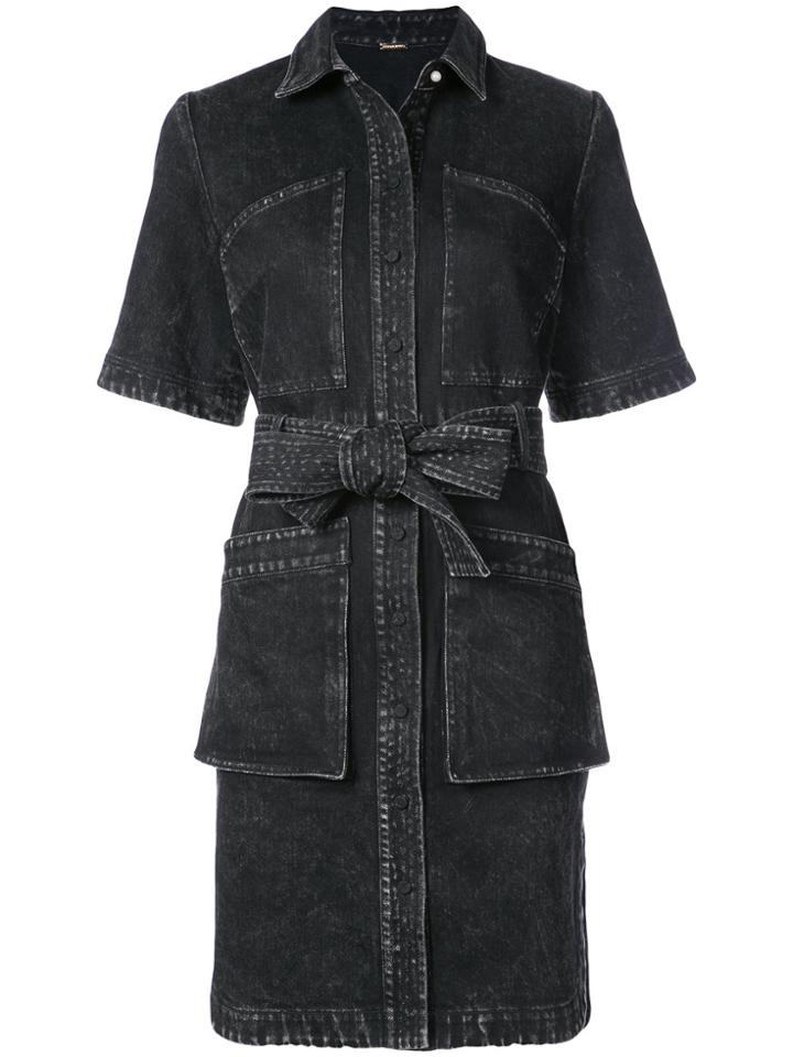 Adam Lippes Acid Wash Shirt Dress - Black
