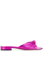 Gucci Metallic Leather Flat Sandals - Pink