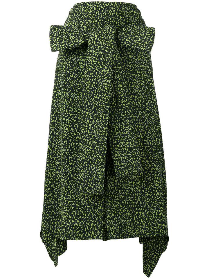 Marni - Speckled Tie Front Skirt - Women - Silk - 38, Women's, Black, Silk
