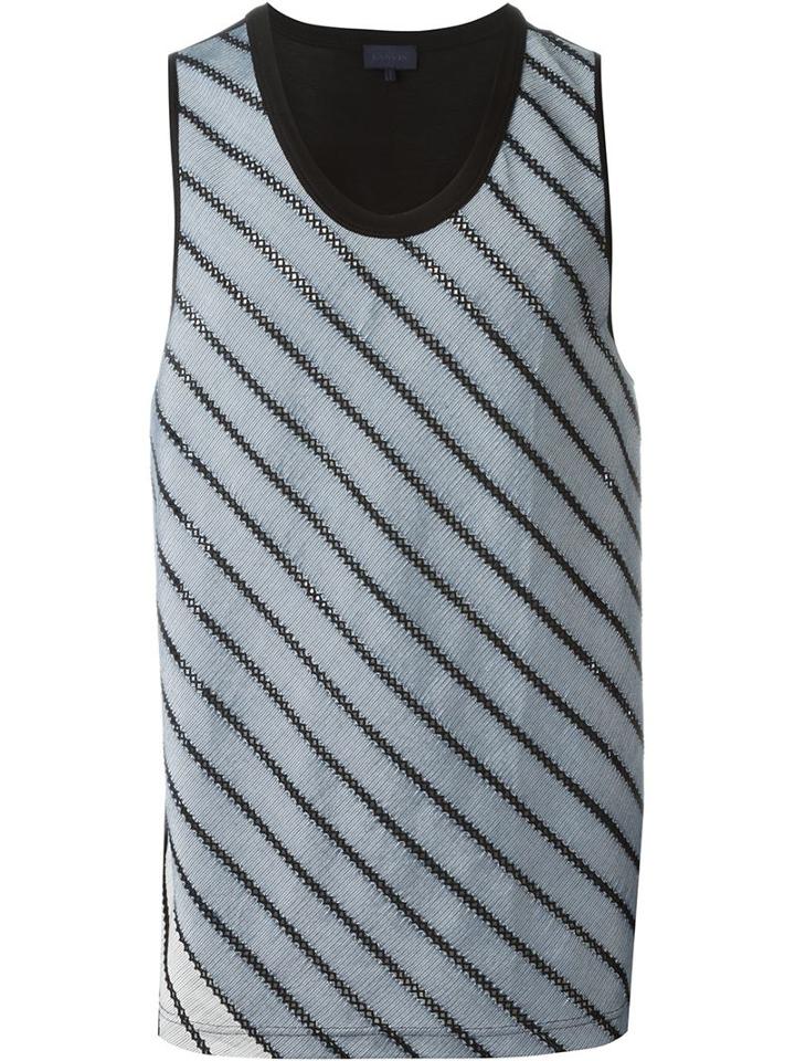 Lanvin Diagonal Stripe Vest, Men's, Size: S, Black, Cotton