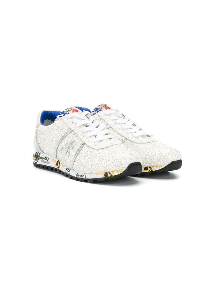 Premiata Kids Teen Glitter Sneakers - White