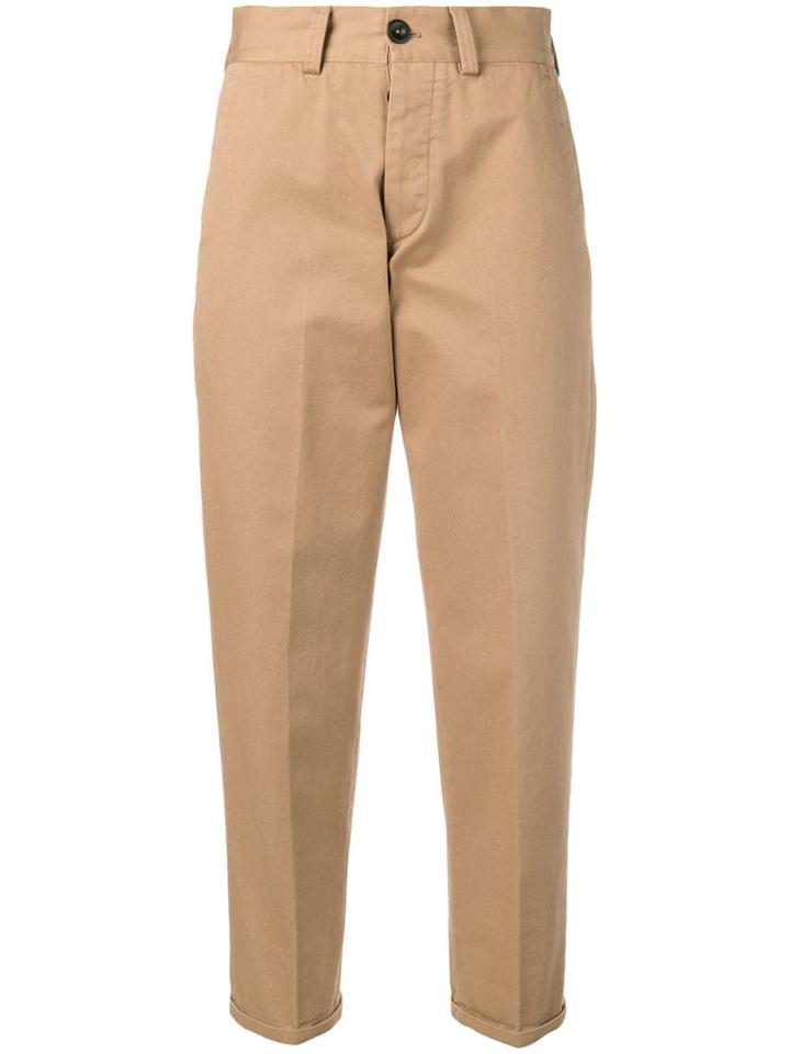 Pt01 Mid Rise Cropped Trousers - Neutrals